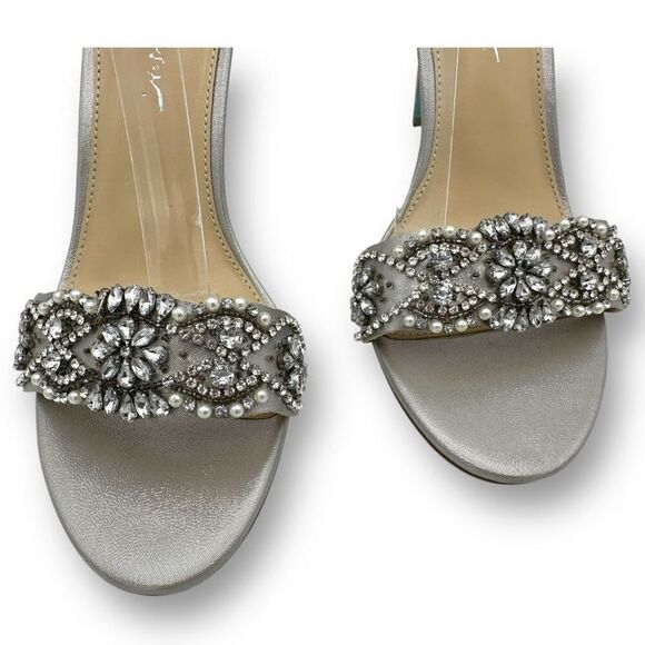 Betsey Johnson Womens Gina Embellished Rhinestone Sandals Silver Size 10M - Picture 6 of 11